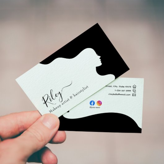 Carte De Visite Style moderne coiffeur noir et blanc