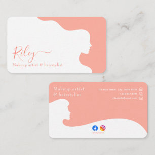 Carte De Visite Style moderne Coral rose beauté coiffeuse
