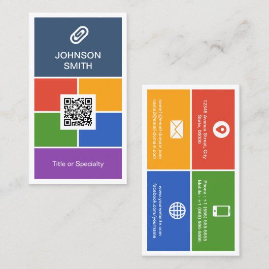 Carte De Visite Style moderne de métro plat Creative avec code QR (Devant / Derrière)