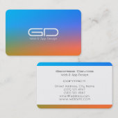 Carte De Visite Style moderne dégradé d'orange bleu (Devant / Derrière)