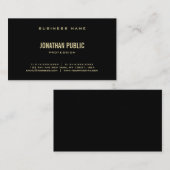 Carte De Visite Style moderne Elegant Black Gold Texte Police Chic (Devant / Derrière)