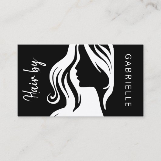 Carte De Visite Style moderne élégant noir et blanc cheveux (Devant)