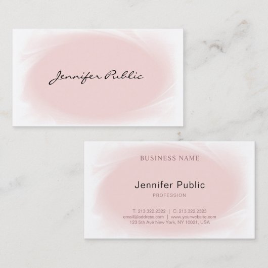 Carte De Visite Style moderne Elégant Script à main Police Texte B (Devant / Derrière)