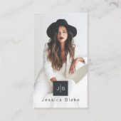 Carte De Visite Style Moderne Entrepreneur Monogramme Photo QR Cod (Devant)