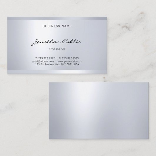 Carte De Visite Style moderne Glam Plain Élégant Script à main Loo (Devant / Derrière)