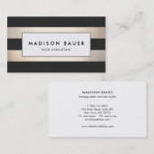 Carte De Visite Style moderne Gold Black Stripes (Devant / Derrière)