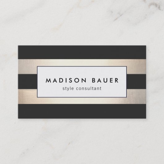Carte De Visite Style moderne Gold Black Stripes (Devant)