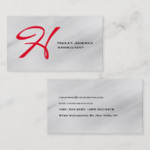 Carte De Visite Style moderne gris rouge Monogramme professionnel (Devant / Derrière)