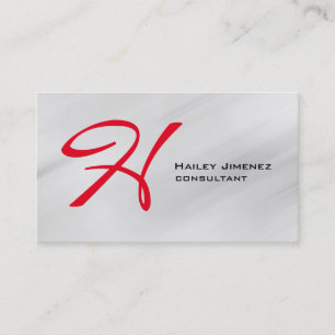 Carte De Visite Style moderne gris rouge Monogramme professionnel