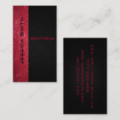 Carte De Visite Style moderne luxe rouge gliterie look (Devant / Derrière)