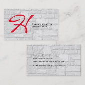 Carte De Visite Style moderne Pierres murales Rouge Monogramme Pro (Devant / Derrière)