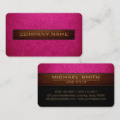 Carte De Visite Style moderne rose et cuir noir (Devant / Derrière)