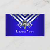 Carte De Visite Style moderne Royal Blue Silver Stripe Hinge (Devant)