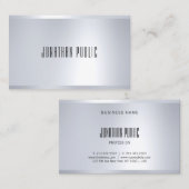 Carte De Visite Style moderne Silver Look Glamor élégant Plain (Devant / Derrière)