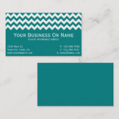 Carte De Visite Style, Moderne Turquoise Bleu Et Blanc Chevron Tex (Devant / Derrière)