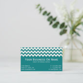 Carte De Visite Style, Moderne Turquoise Bleu Et Blanc Chevron Tex (Debout devant)