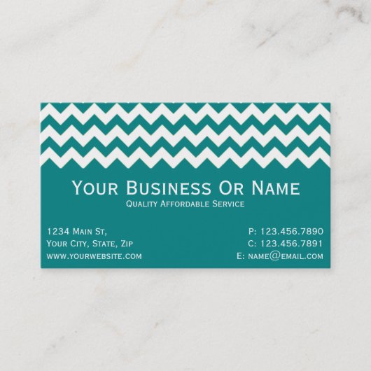 Carte De Visite Style, Moderne Turquoise Bleu Et Blanc Chevron Tex (Devant)