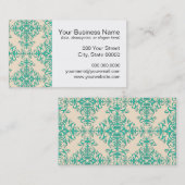 Carte De Visite Style Motif vert et blanc cassé (Devant / Derrière)
