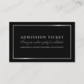 Carte De Visite Style noir & argent, billet d'entrée (Devant)
