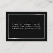Carte De Visite Style noir & argent, billet d'entrée (Dos)