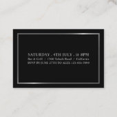 Carte De Visite Style noir & argent, billet d'entrée (Dos)
