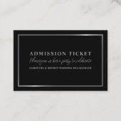 Carte De Visite Style noir & argent, billet d'entrée (Devant)