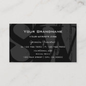 Carte De Visite Style noir blanc et gris avec Monogramme moderne (Dos)