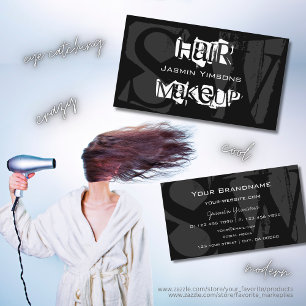 Carte De Visite Style noir blanc et gris avec Monogramme moderne