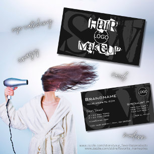 Carte De Visite Style noir blanc gris avec logo et monogramme