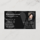 Carte De Visite Style noir blanc gris avec photo et monogramme (Dos)