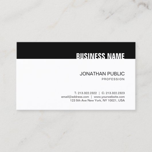 Carte De Visite Style noir blanc moderne Modèle moderne simple ten (Devant)