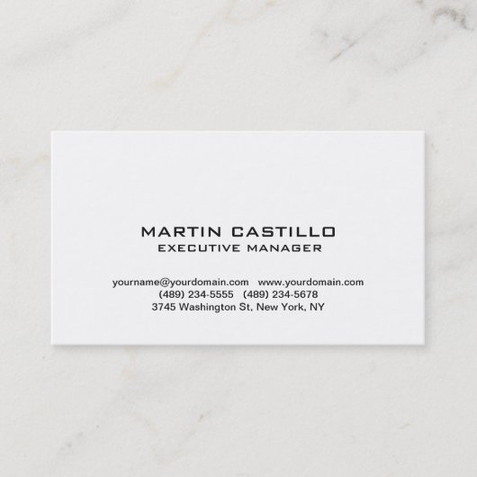 Carte De Visite Style noir blanc moderne professionnel (Devant)