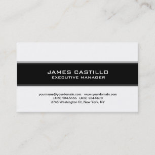 Carte De Visite Style noir blanc rayé moderne professionnel
