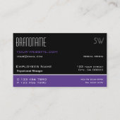 Carte De Visite Style noir blanc violet simple avec Monogramme (Dos)