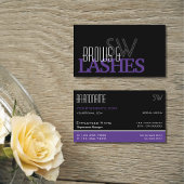 Carte De Visite Style noir blanc violet simple avec Monogramme