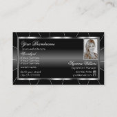 Carte De Visite Style noir et blanc avec diamants et Cool photo (Dos)