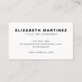 Carte De Visite Style noir et blanc moderne avant et arrière (Dos)