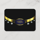Carte De Visite Style noir et or avec Initiales Rhinestones (Devant)