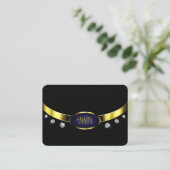 Carte De Visite Style noir et or avec Initiales Rhinestones (Debout devant)