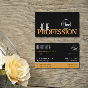 Carte De Visite Style noir et orange Simple moderne avec logo