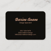 Carte De Visite Style noir Hello Script Clean Rustic Craft (Dos)