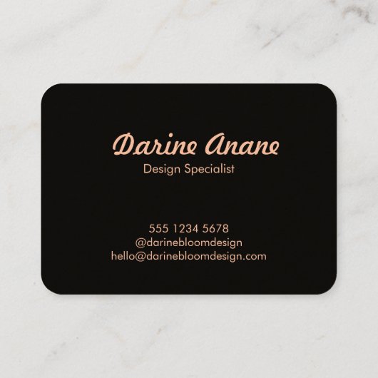 Carte De Visite Style noir Hello Script Clean Rustic Craft (Dos)