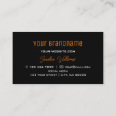 Carte De Visite Style Orange Black Modern avec Monogramme Simple (Dos)
