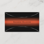 Carte De Visite Style orange et noir avec bordure argent moderne (Devant)