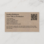 Carte De Visite Style papier Kraft de signature QR (Dos)
