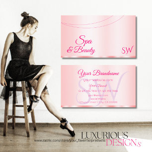 Carte De Visite Style Pastel rose Glamour avec Initiales Moderne