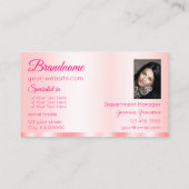 Carte De Visite Style Pastel rose glamour avec photo moderne (Dos)