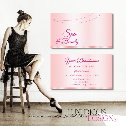 Carte De Visite Style Pastel Rose Glamour Professionnel Simple