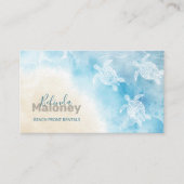 Carte De Visite Style plage Turtasses blanches Scan QR Code (Devant)