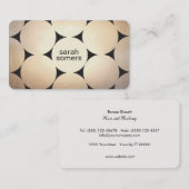 Carte De Visite Style Retro Chic Gold Cercles Motif Black Lux (Devant / Derrière)